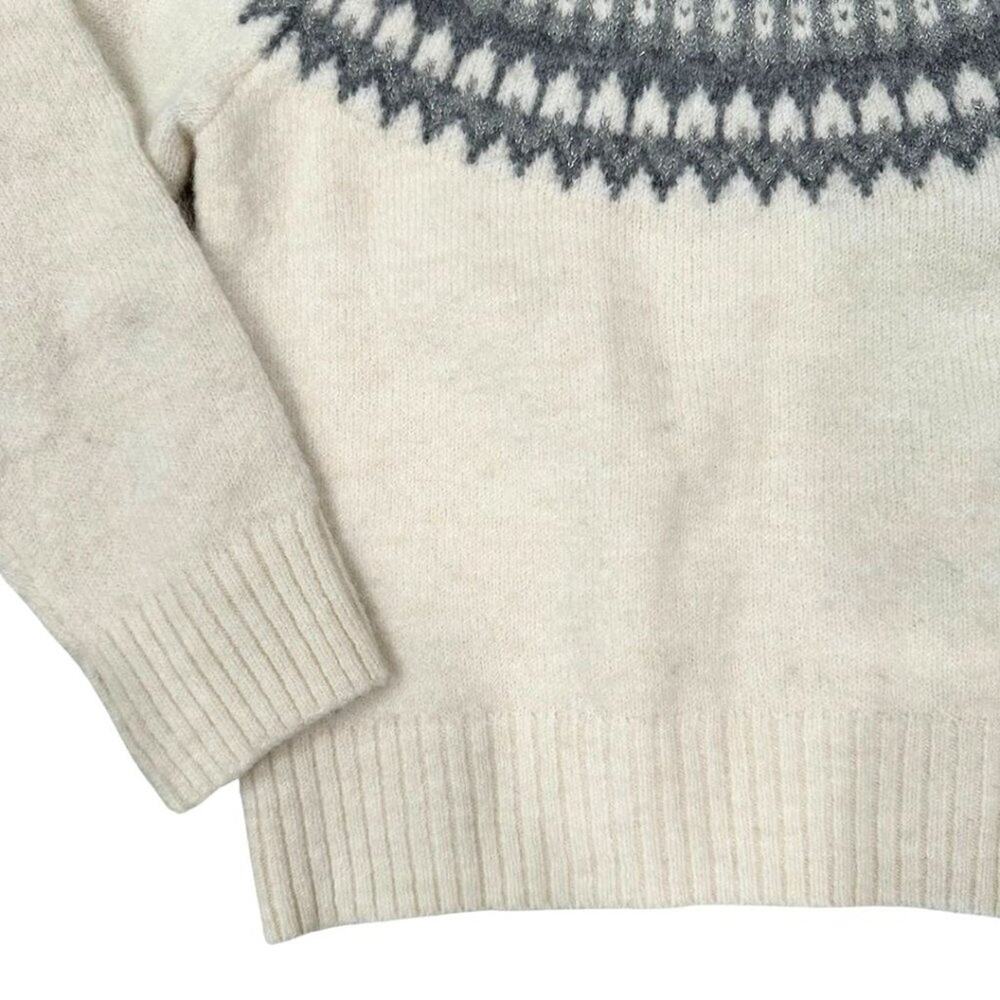 GAP Kids Fair Isle Mockneck Sweater  Ivory Multi Grey 5 - Picture 6 of 8